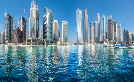 Marina district - Dubai, United Arab Emirates -skyscrapers along the water