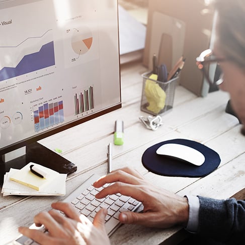 financial charts on monitor illustration