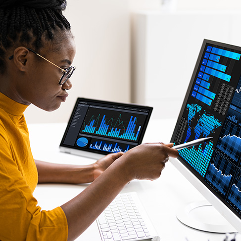 woman working on computer