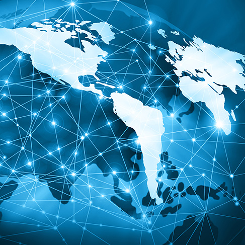 globe with connected data points