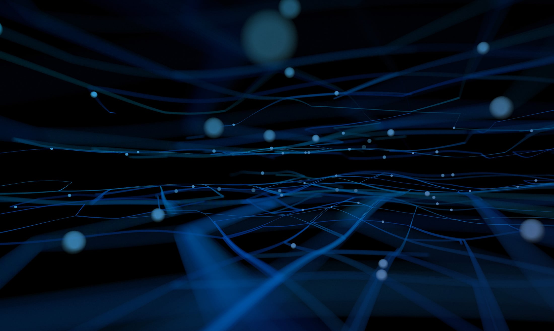 Abstract digital network background with glowing blue lines and nodes on a dark surface, representing data connectivity and technology.